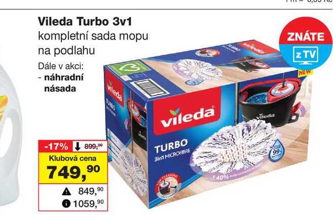 Vileda Turbo 3v1 kompletní sada mopu na podlahu