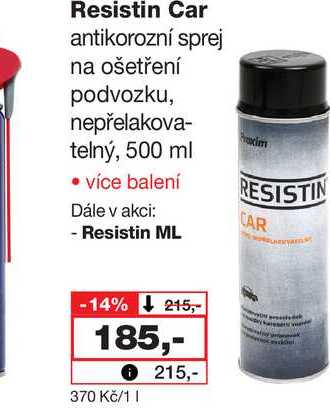 Resistin Car antikorozní sprej na ošetření podvozku, nepřelakova- telný, 500 ml