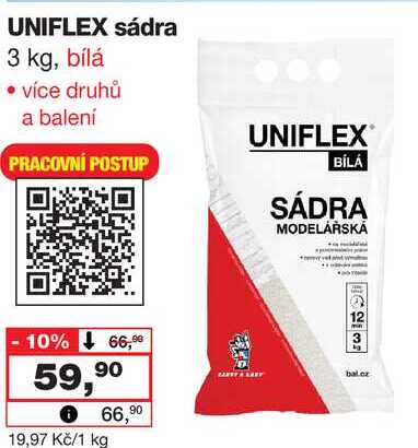 UNIFLEX sádra 3 kg, bílá