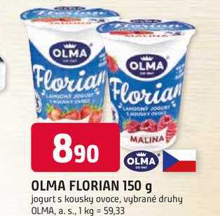 OLMA FLORIAN 150 g jogurt s kousky ovoce, vybrané druhy
