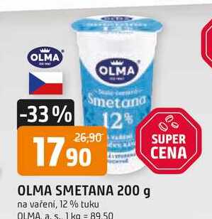 OLMA SMETANA 200 g na vaření, 12% tuku