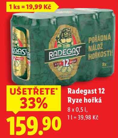 Radegast 12 Ryze hořká, 8x 0,5 l