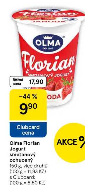 Olma Florian Jogurt smetanový ochucený, 150 g, více druhů