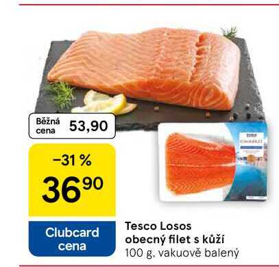 Tesco Losos obecný filet s kůží, 100 g