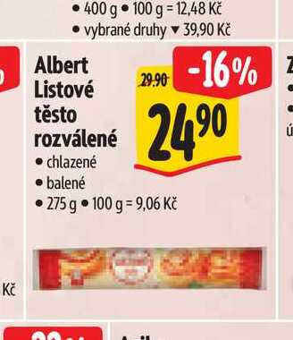 Albert Listové těsto rozválené  275 g