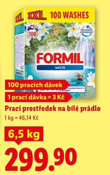 Prací prostředek na bílé prádlo, 6,5 kg/100 PD