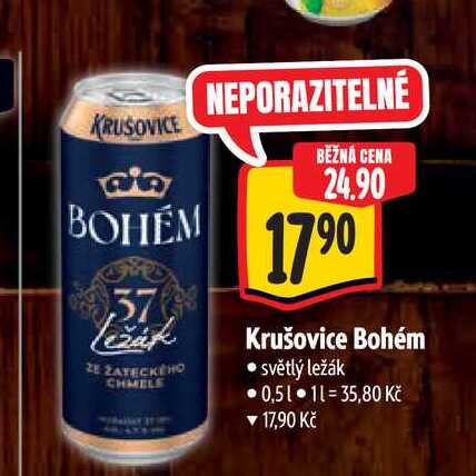 Krušovice Bohém světlý ležák 0,51