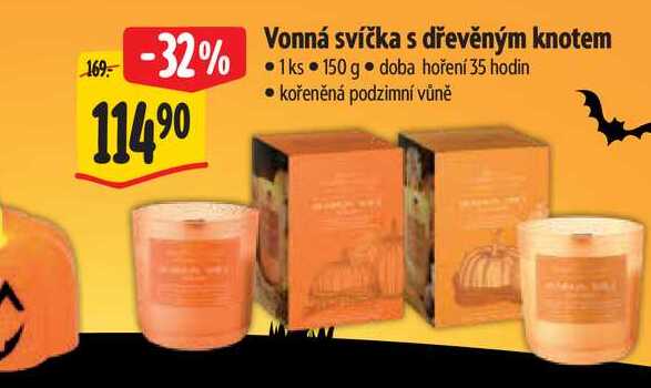 Vonná svíčka s dřevěným knotem 1ks 150 g