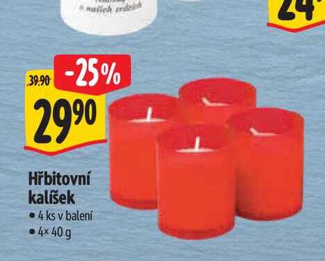 Hřbitovní kalíšek 4 ks