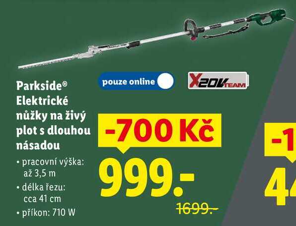 Parkside Elektrické nůžky na živý plot s dlouhou násadou