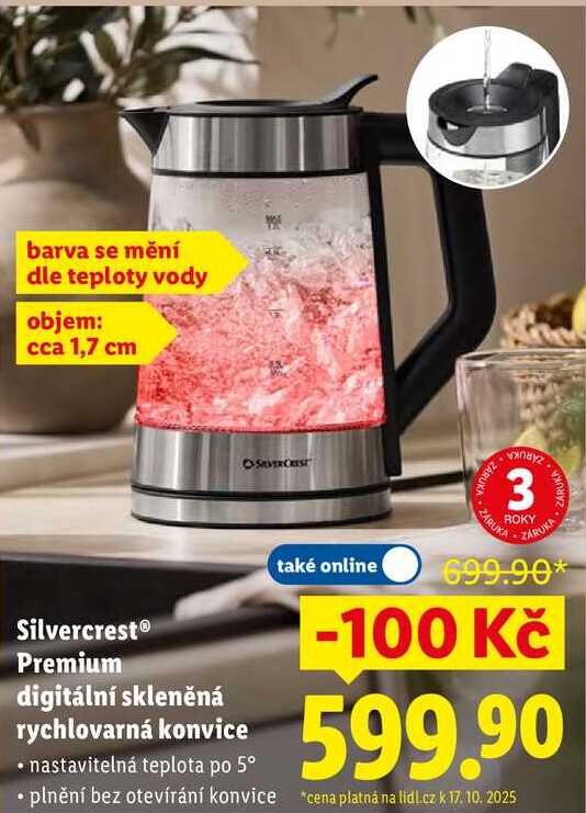 Silvercrest Premium digitální skleněná rychlovarná konvice