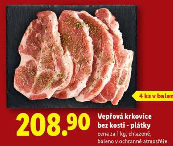 Vepřová krkovice bez kosti - plátky, cena za 1 kg