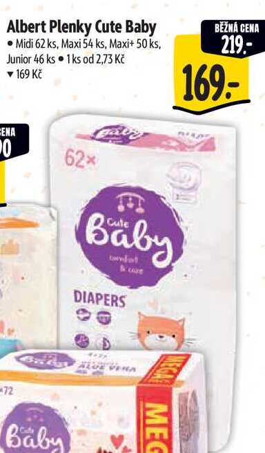 Albert Plenky Cute Baby, Midi 62 ks, Maxi 54 ks, Maxi+ 50 ks, Junior 46 ks