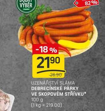 DEBRECÍNSKÉ PÁRKY VE SKOPOVÉM STŘÍVKU 100 g