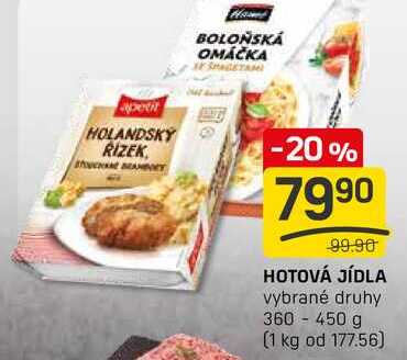 HOTOVÁ JÍDLA vybrané druhy 360- 450g