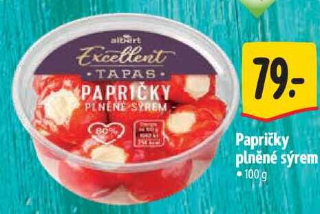 Papričky plněné sýrem, 100 g