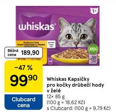 Whiskas Kapsičky 100% pro kočky drůbeží hody v želé, 12× 85 g