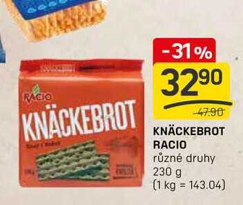 KNÄCKEBROT RACIO různé druhy 230 g