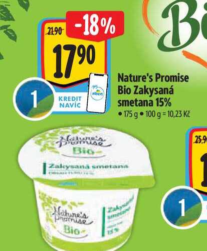 Nature's Promise Bio Zakysaná smetana 15%  175 g