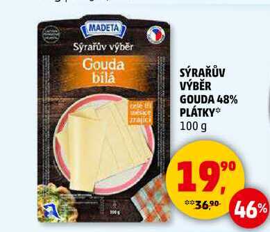 SÝRAŘŮV VÝBĚR GOUDA 48% PLÁTKY, 100 g
