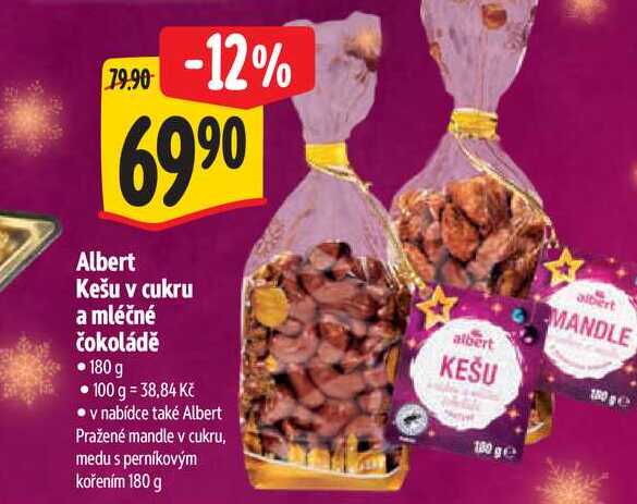 Albertkešu v cukru a mléčné čokoládě 180 g