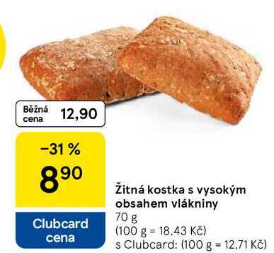Žitná kostka s vysokým obsahem vlákniny, 70 g  