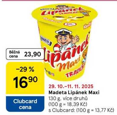 Madeta Lipánek Maxi, 130 g, více druhů