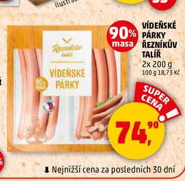 VÍDEŇSKÉ PÁRKY ŘEZNÍKŮV TALÍŘ, 2x 200 g