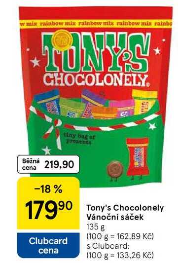 Tony's Chocolonely Vánoční sáček, 135 g