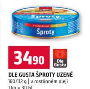 DLE GUSTA ŠPROTY UZENÉ 160/112 g