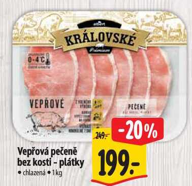 Vepřová pečeně bez kosti - plátky, 1 kg