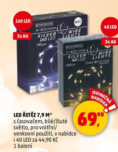 LED ŘETĚZ 7,9 M, 1 balení