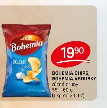 BOHEMIA CHIPS, BOHEMIA VROUBKY různé druhy 55-60 g
