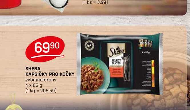 SHEBA KAPSIČKY PRO KOČKY vybrané druhy 4 x 85 g
