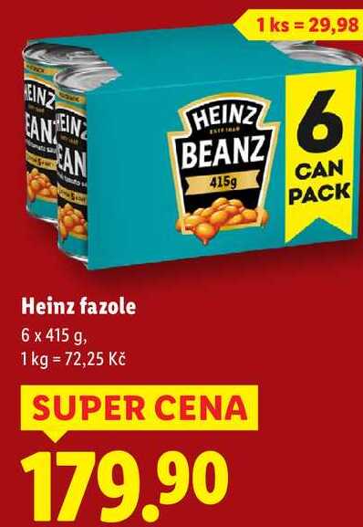 Heinz fazole, 6x 415 g