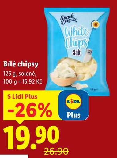 Bílé chipsy, 125 g