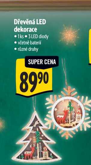 Dřevěná LED dekorace 1ks