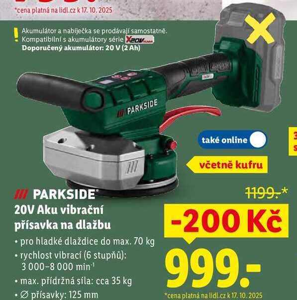 20V Aku vibrační přísavka na dlažbu