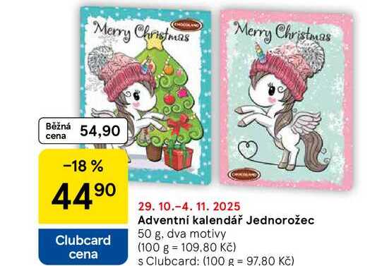 Adventní kalendář Jednorožec, 50 g, dva motivy