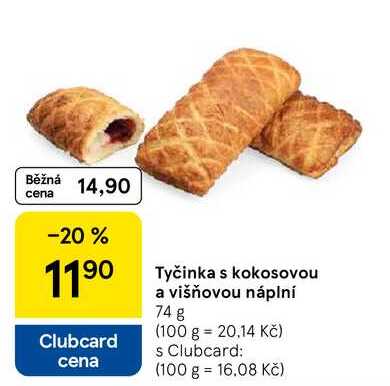 Tyčinka s kokosovou a višňovou náplní, 74 g