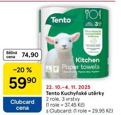 Tento Kuchyňské utěrky, 2 role, 3 vrstvy