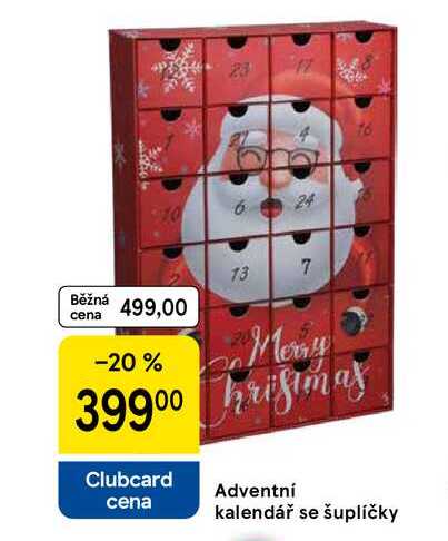 Adventní cena kalendář se šuplíčky