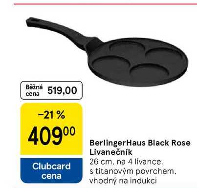 Berlinger Haus Black Rose Lívanečník 26 cm, na 4 lívance. s titanovým povrchem. vhodný na indukci 