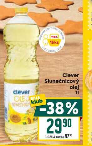 Clever Slunečnicový olej 1l
