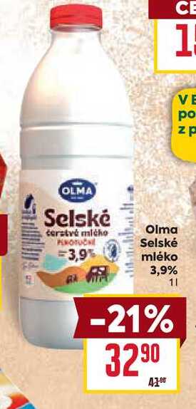 OLMA Selské čerstvé mléko 3,9% 1l