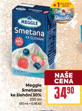Meggle Smetana ke šlehání 30% 250 ml
