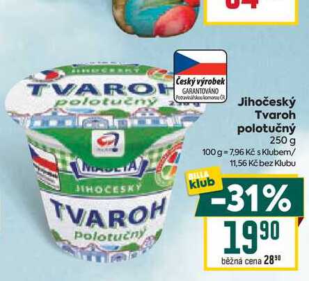 Jihočeský Tvaroh polotučný 250 g