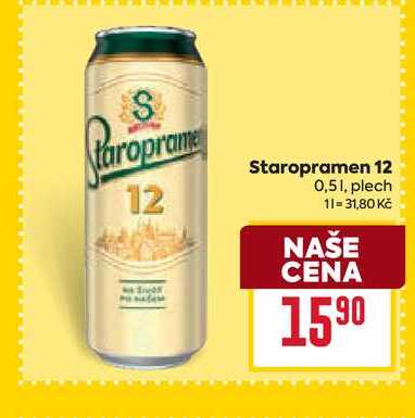 Staropramen 12 0,51, plech