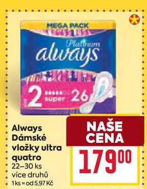 Always Dámské vložky ultra quatro 22-30 ks