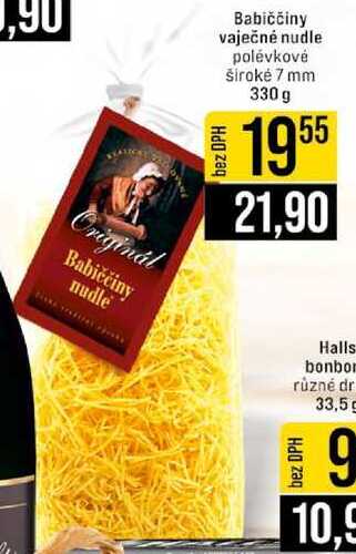 Babiččiny vaječné nudle polévkové široké 7 mm 330 g